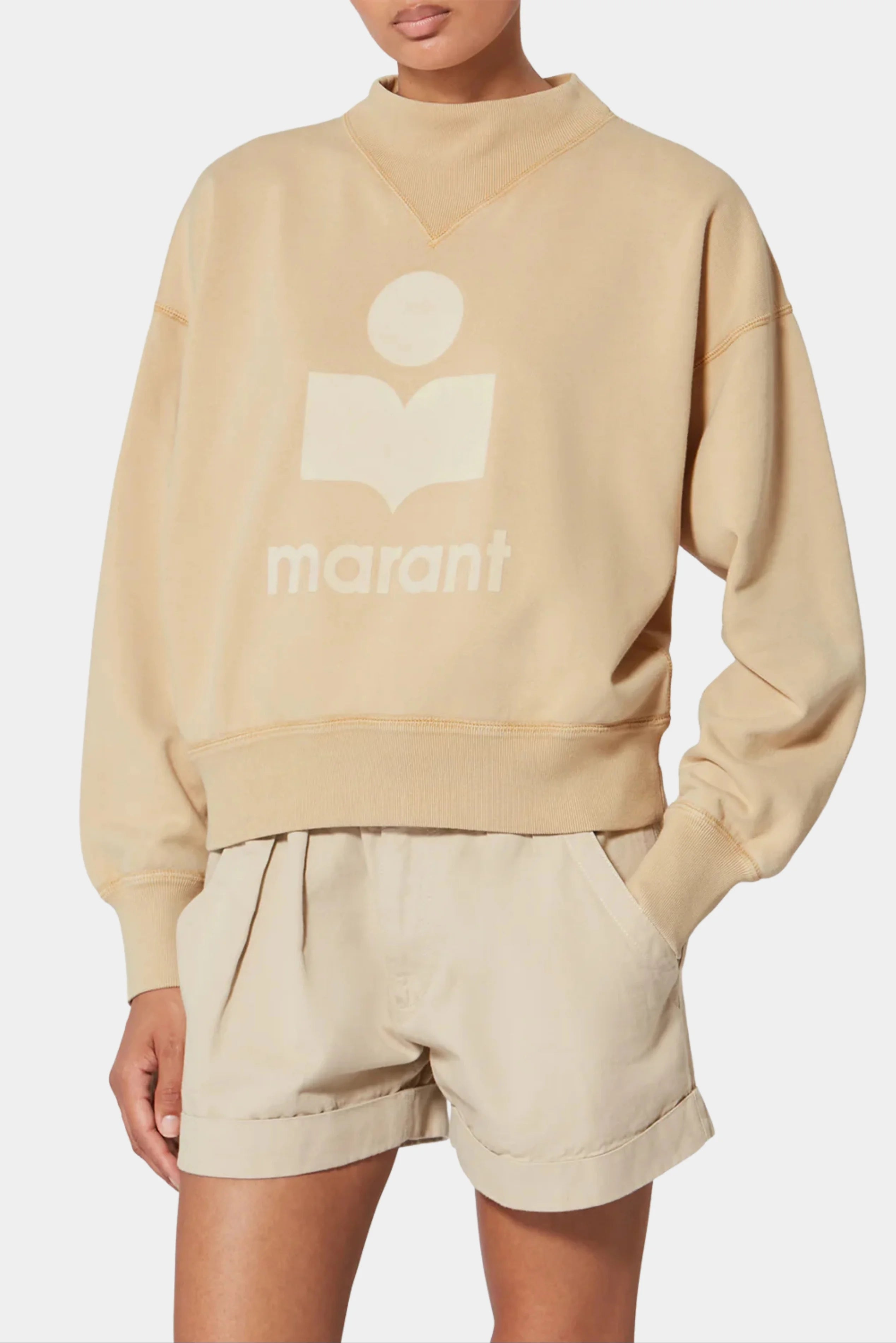 Moletom Moby Isabel Marant bege com logo frontal em look casual feminino