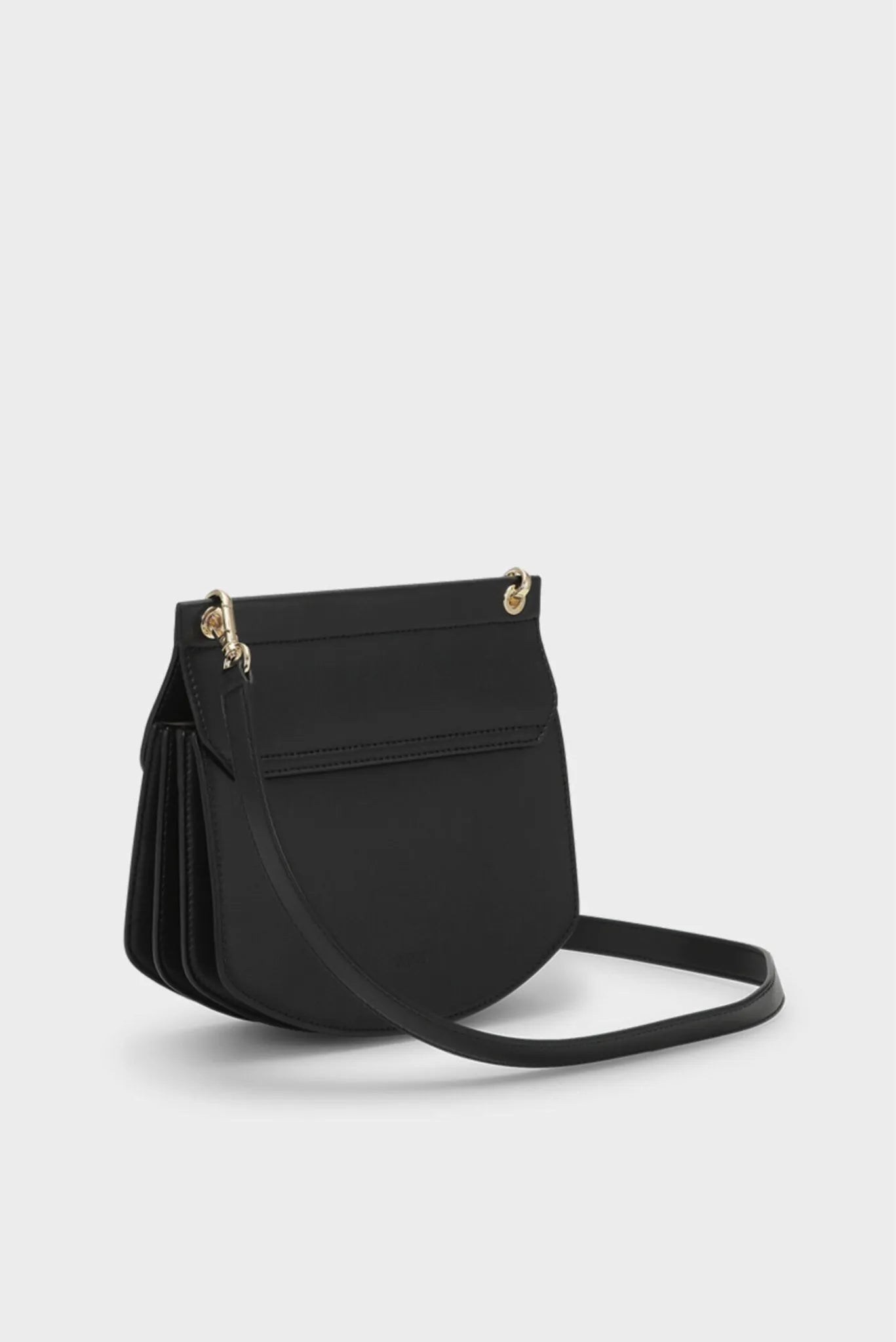Bolsa Ganni Apo-G preta com alça longa ajustável e acabamento liso