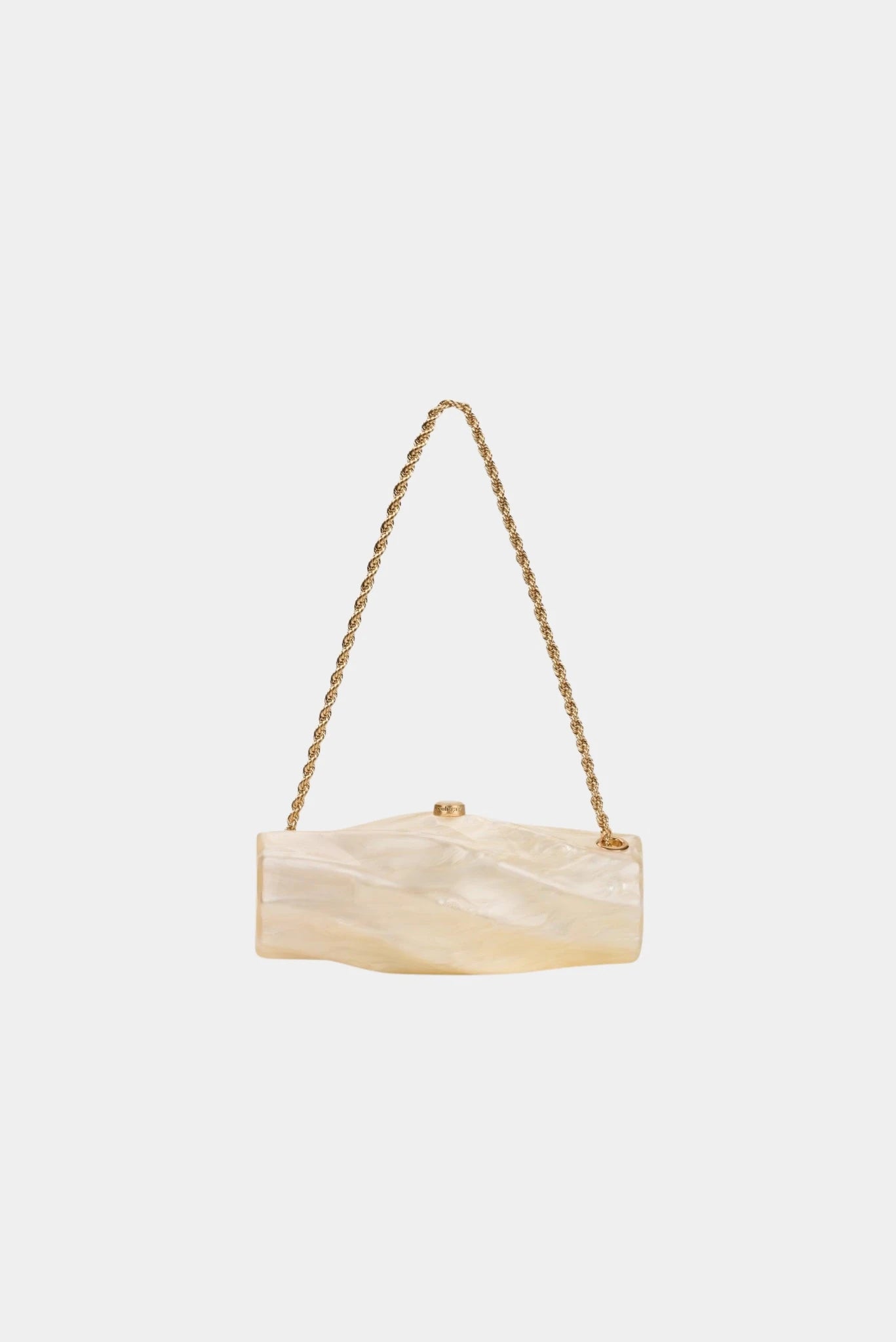 Bolsa de ombro Juliet Cult Gaia off-white marmorizada com corrente dourada