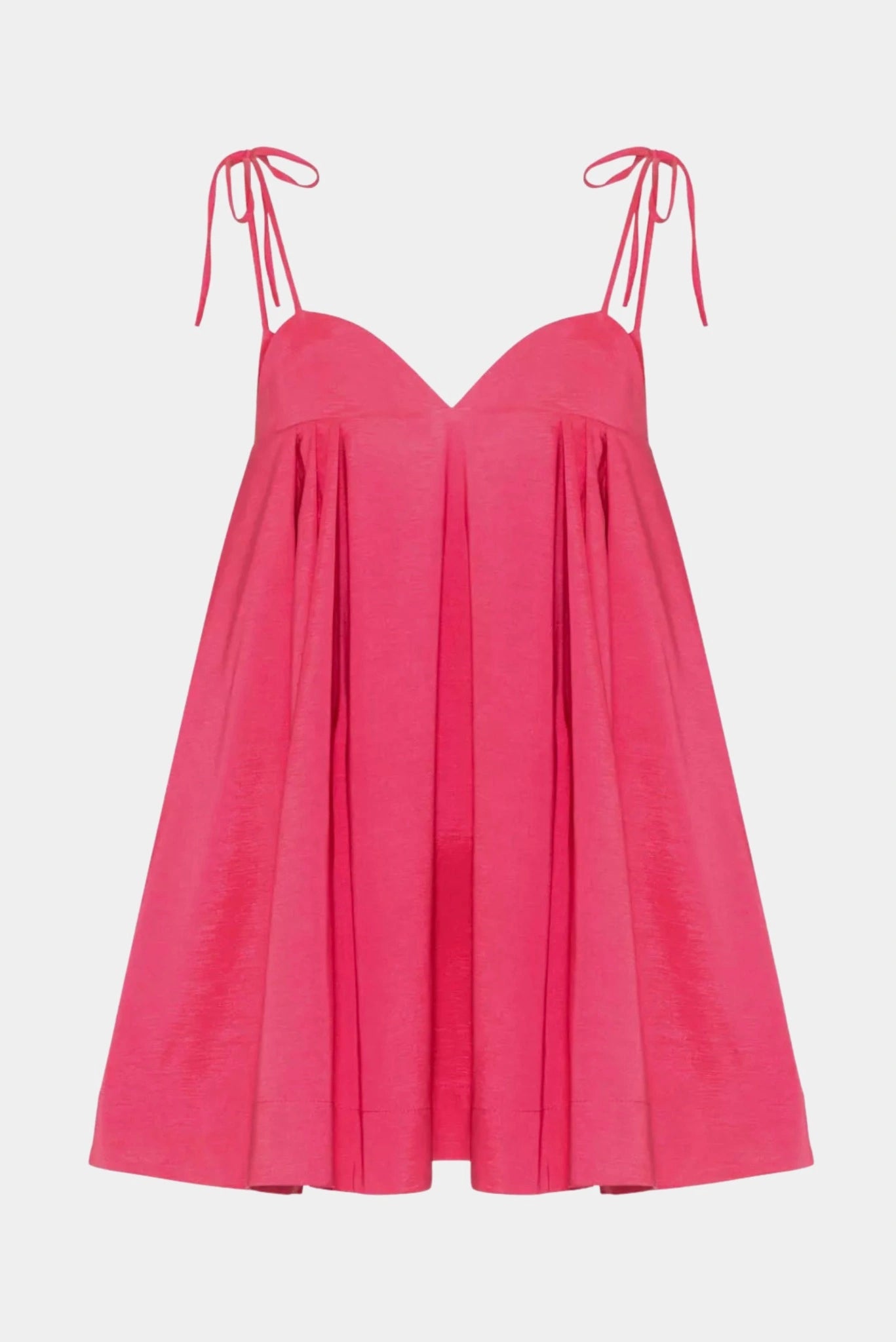 Vestido Curto de Festa Evasê Hami Gaia rosa com decote V e alças para amarração