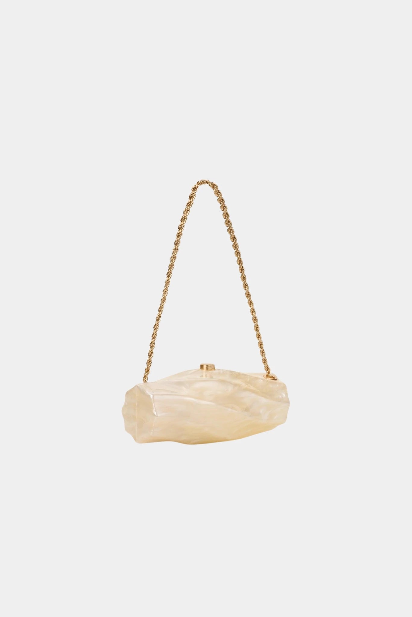 Bolsa Juliet Cult Gaia marfim com textura marmorizada e formato orgânico