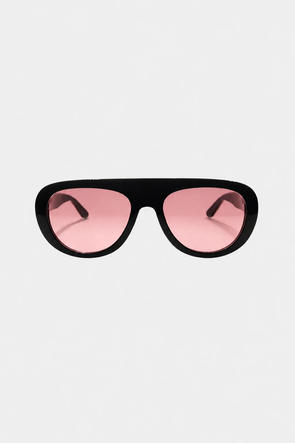 Óculos de sol Aero MR com armação preta oversized e lentes rosa em fundo claro