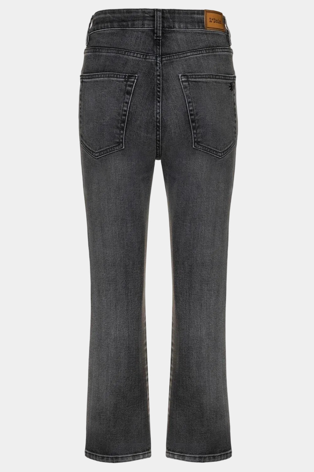 Vista traseira da Calça Hi-Rise Gray L•Dnim em jeans cinza com modelagem reta e lavagem suave
