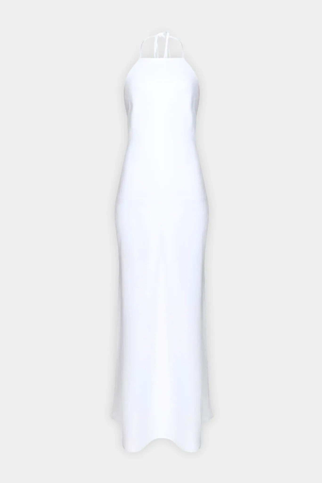 Vestido longo Amalfi Gaia branco com decote halter e modelagem reta