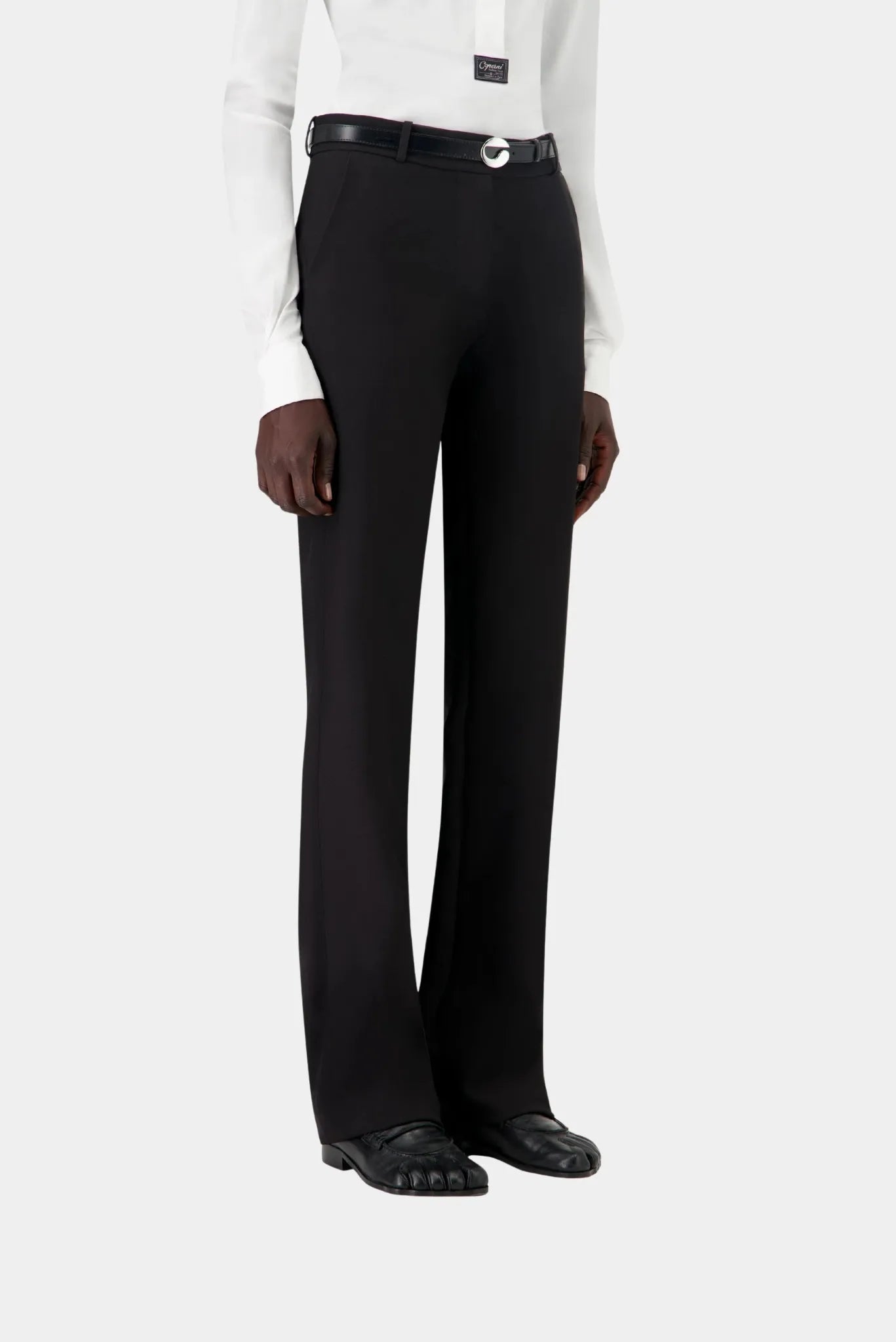 Calça preta de alfaiataria Coperni com cintura média e corte reto