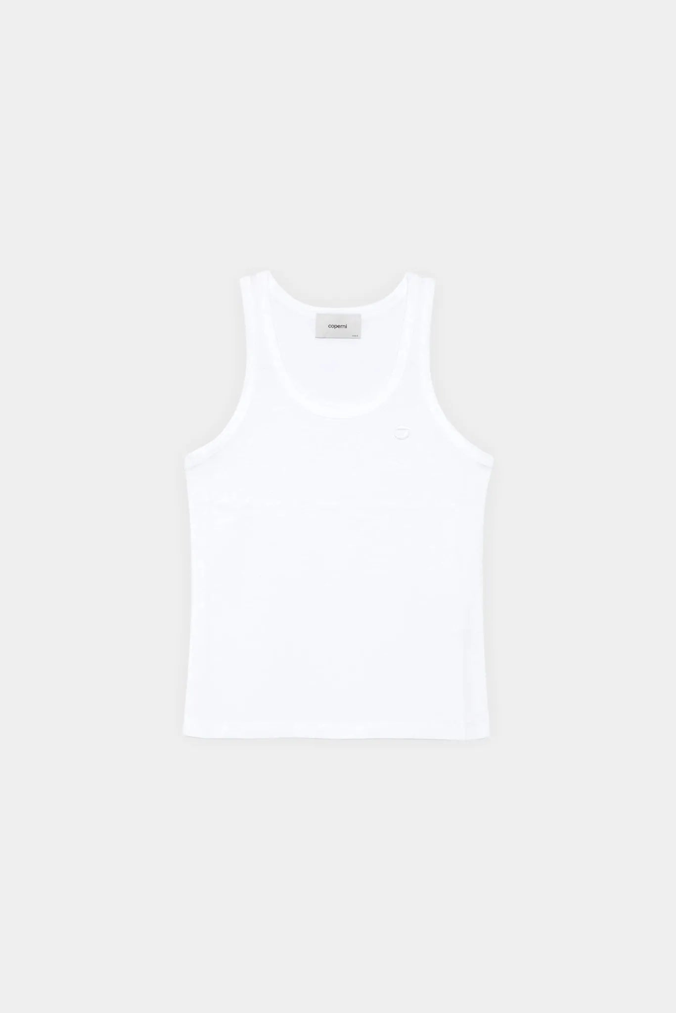 Regata branca Coperni com decote redondo e logo bordado discreto