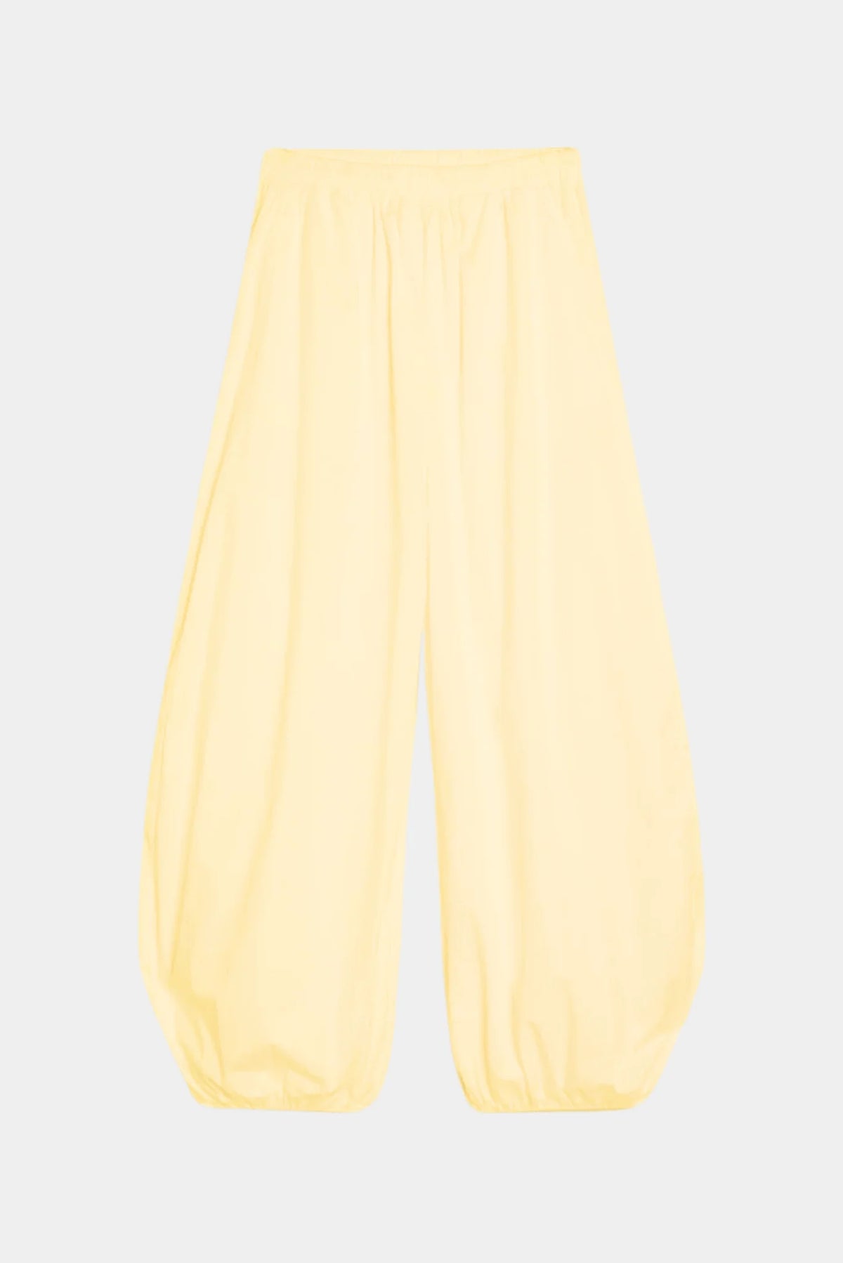 Calça bloomer amarelo manteiga em tricoline com cós elástico e barras franzidas