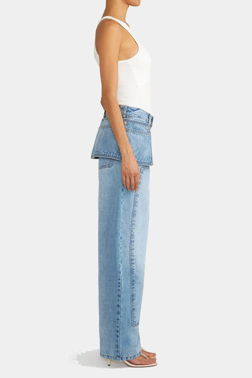 Calça jeans ARC Layer LDnim lavagem média vista lateral