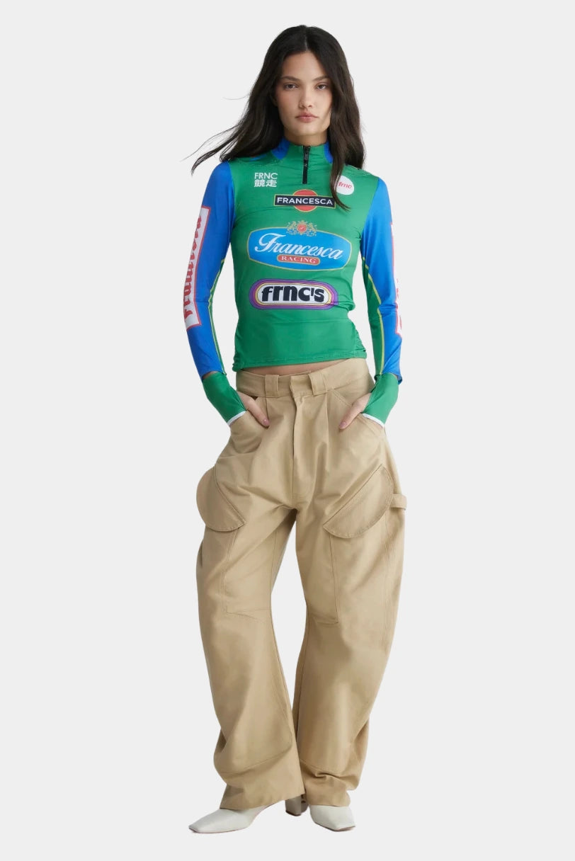 Calca Rift Francesca bege cargo pantalona vista de frente