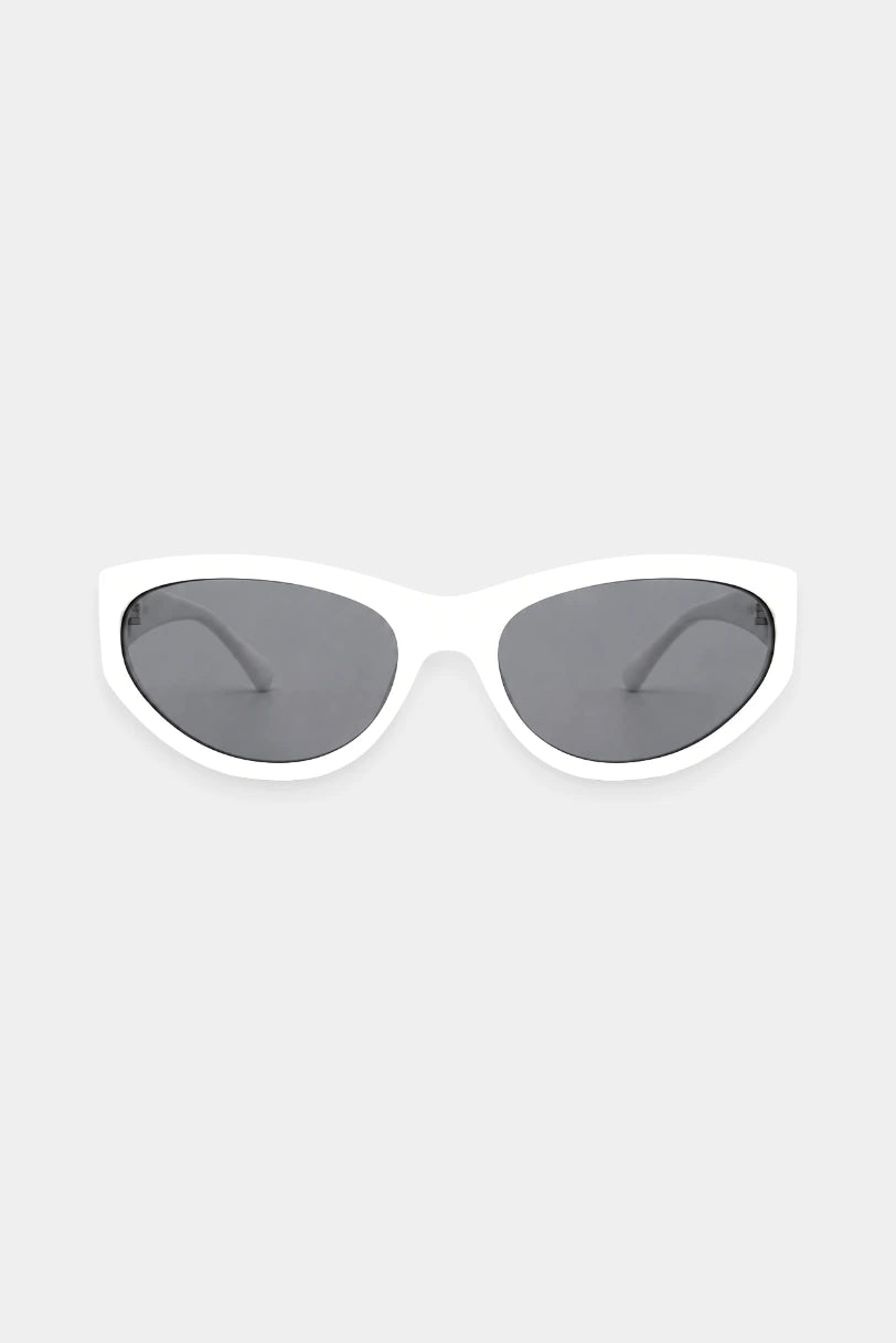 Óculos de Sol Techno MR branco com lente cinza, armação de acetato, vista frontal