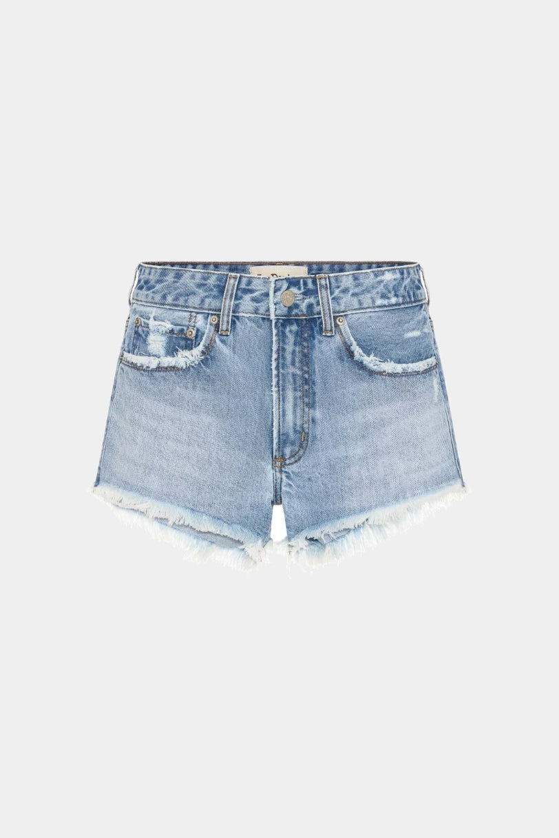 Short jeans Resort LDnim lavagem vintage modelagem solta com barra a fio