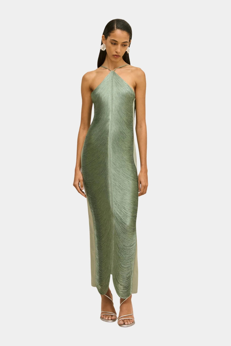 Vestido Renata Cult Gaia verde menta visto de frente de corpo inteiro