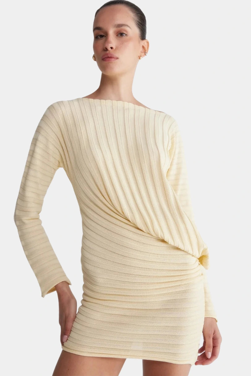Vestido Tricot Weft Francesca manteiga, vista frontal